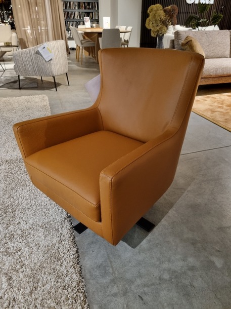 Olta Venus lederen fauteuil met draaipoot - 0